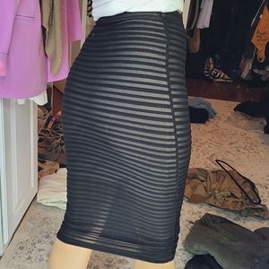 Black mesh pencil skirt